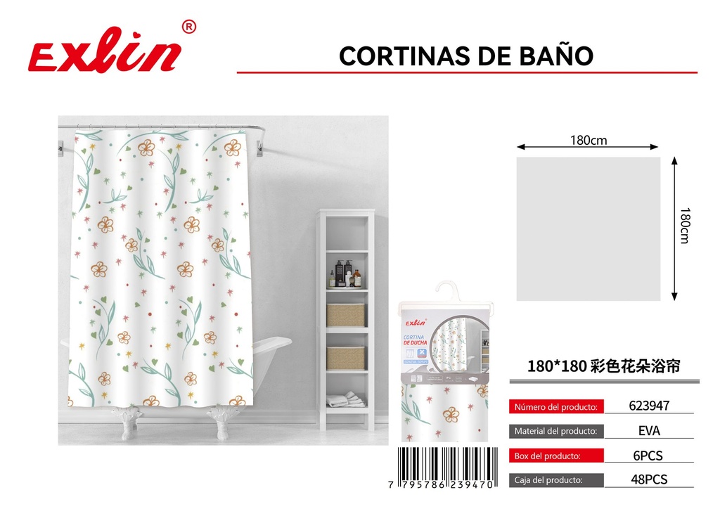CORTINA DE DUCHA CON GANCHOS