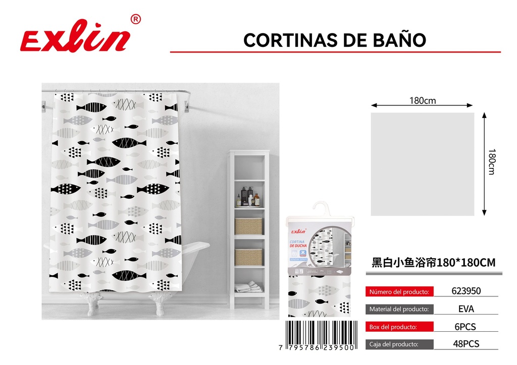 SHOWER CURTAIN WITH HOOKS