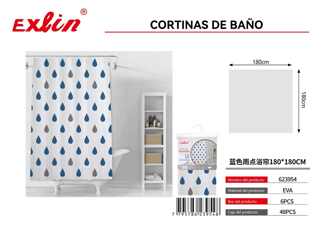 [623954] SHOWER CURTAIN WITH HOOKS