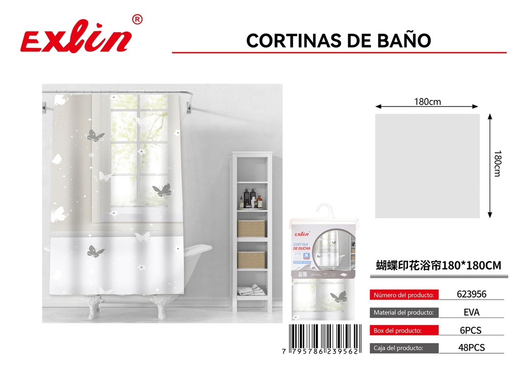 [623956] SHOWER CURTAIN WITH HOOKS