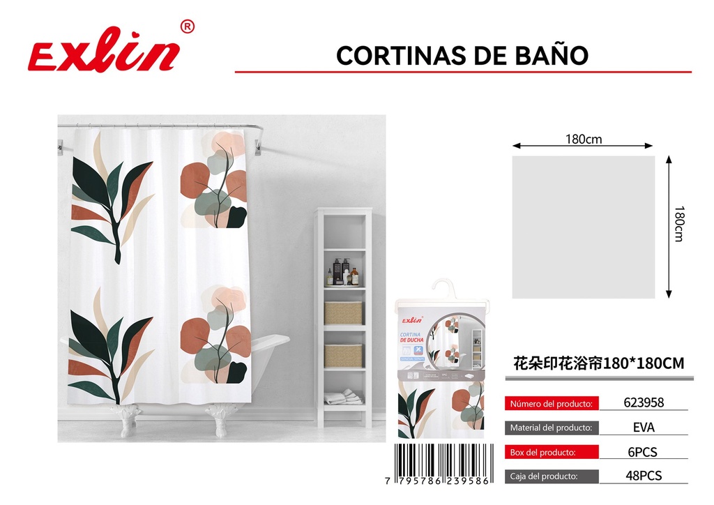 [623958] CORTINA DE DUCHA CON GANCHOS