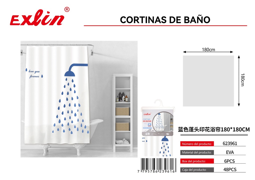 [623961] CORTINA DE DUCHA CON GANCHOS