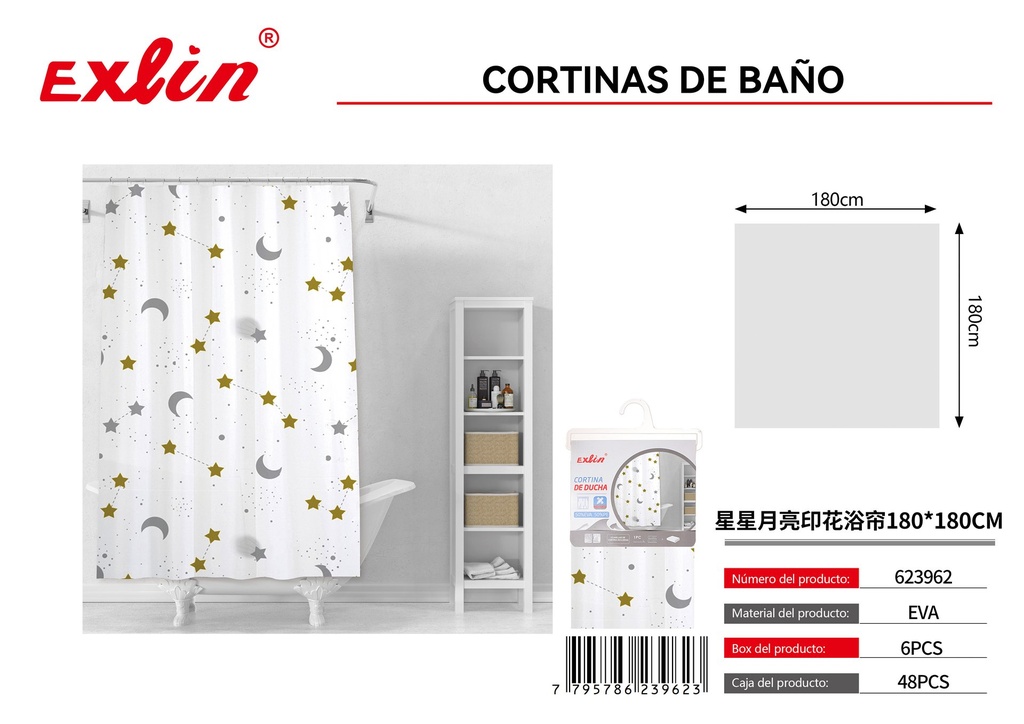 [623962] CORTINA DE DUCHA CON GANCHOS
