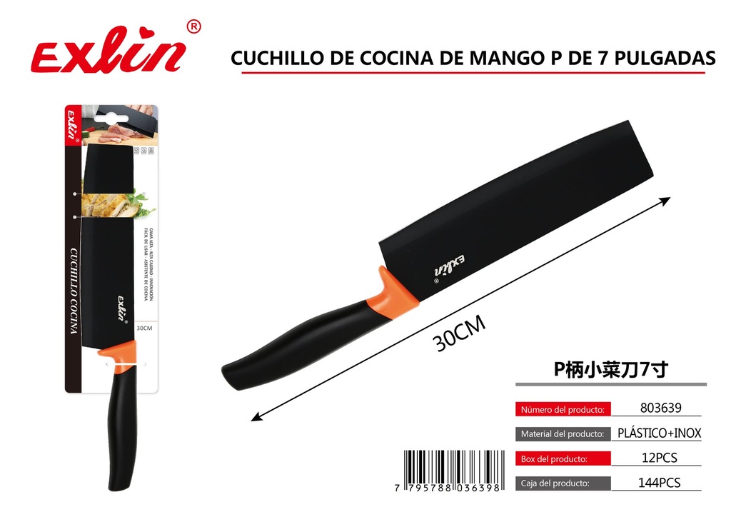 Cuchillo de cocina de mango P de 7 pulgadas