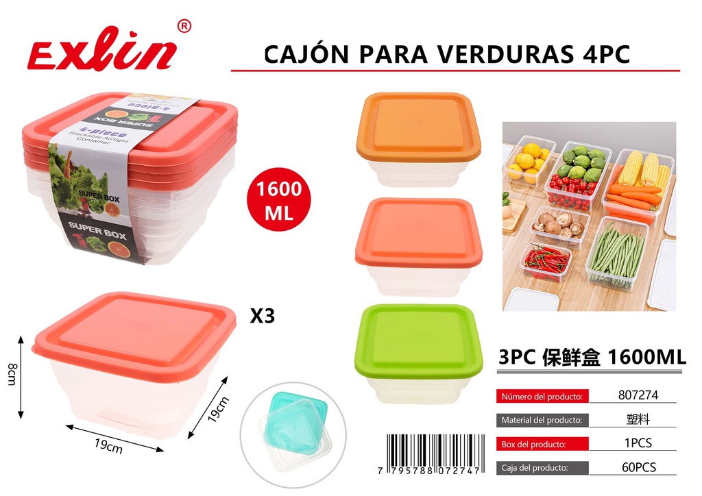 4PC Vegetable Drawer