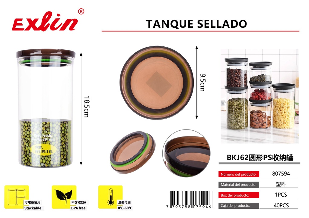 [807594] Bkj62 latas redondas de almacenamiento ps 9,5 * 18,5