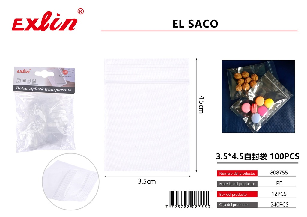 [808755] 3.5*4.5自封袋 100pcs