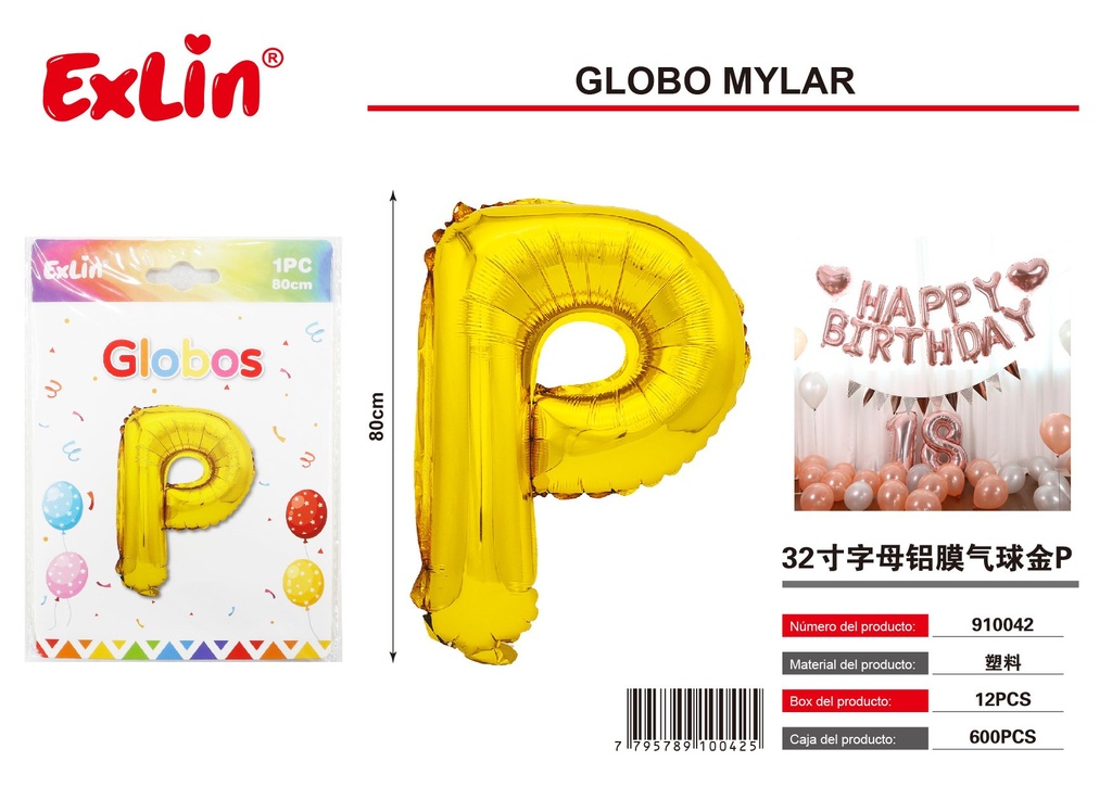 [910042] 32寸字母铝膜气球金P
