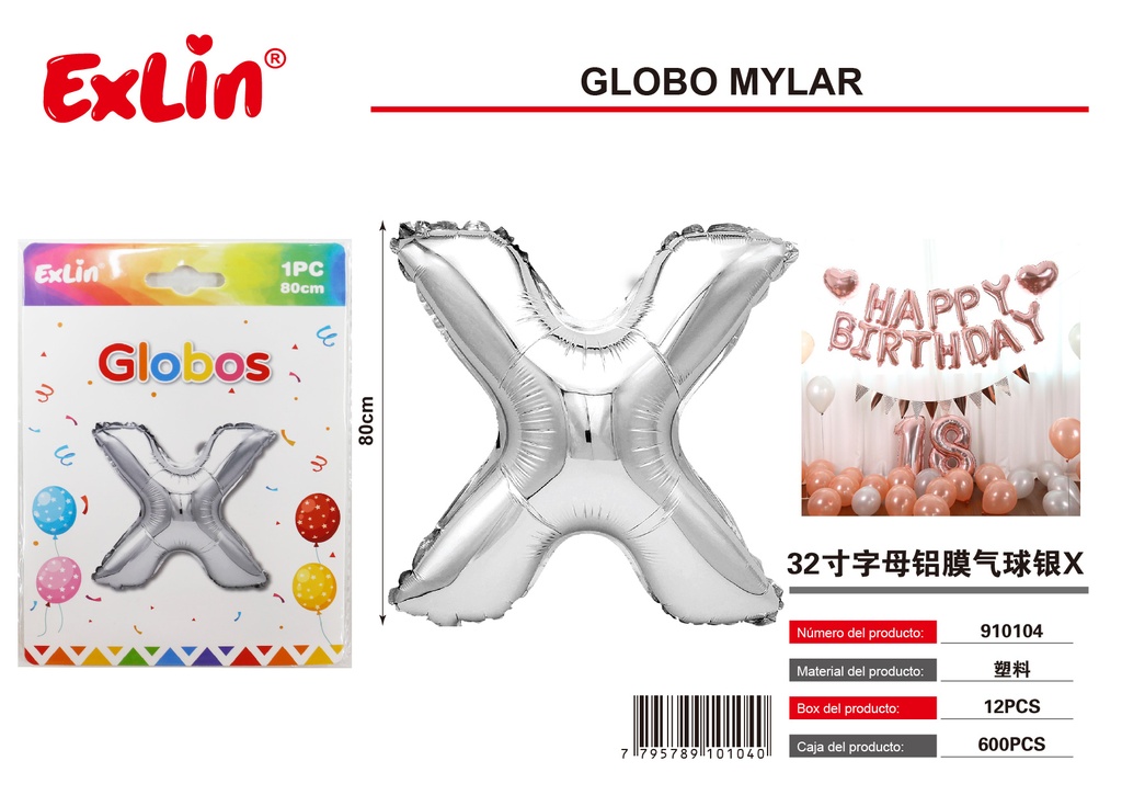 [910104] Mylar X Balloon