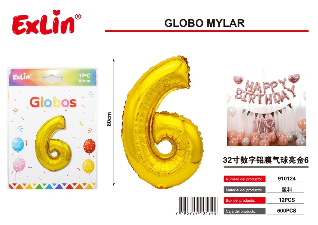 [910124] Mylar 6 balloon