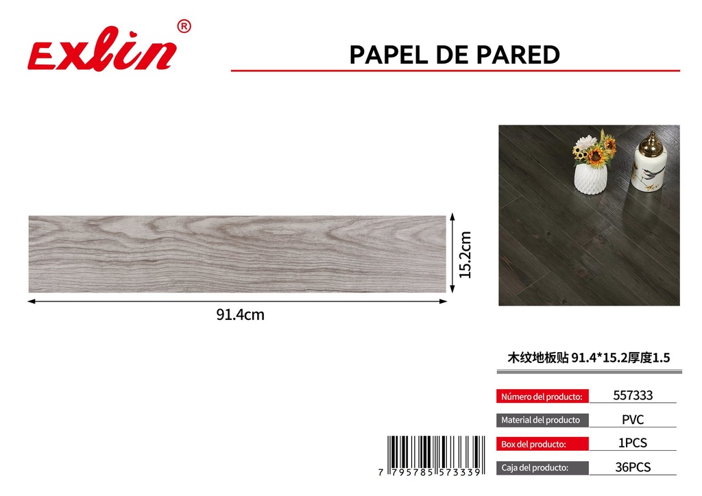 [557333] Piso Vinílico Autoadhesivo Símil Madera