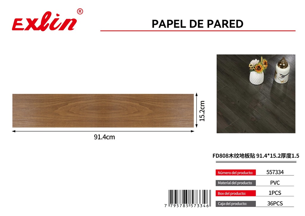 [557334] Piso Vinílico Autoadhesivo Símil Madera