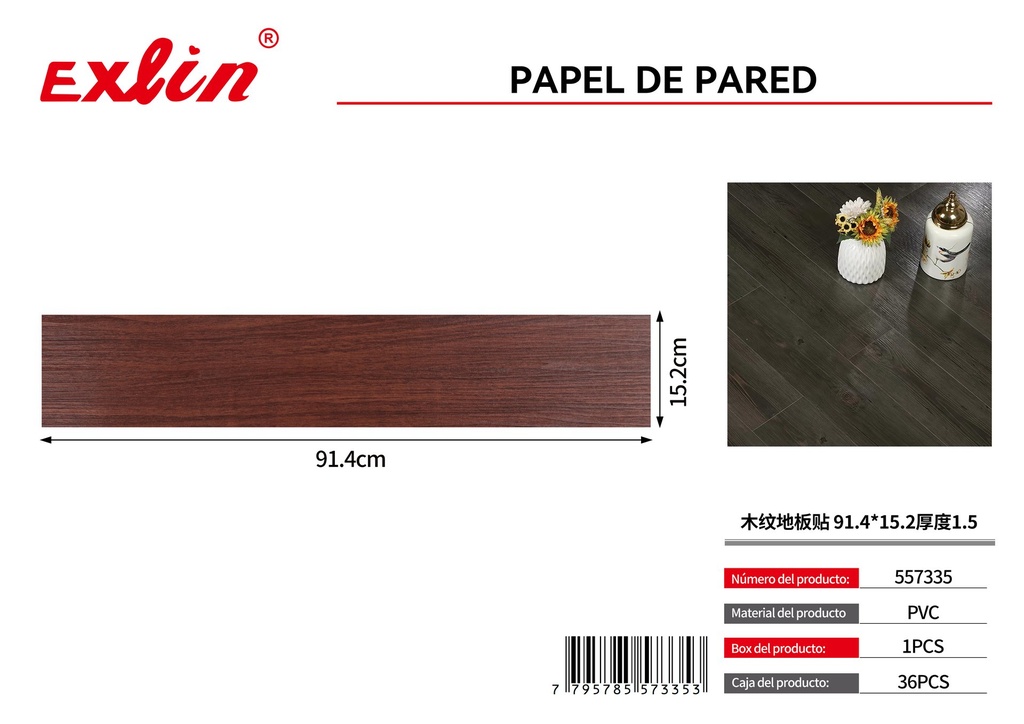 [557335] Piso Vinílico Autoadhesivo Símil Madera