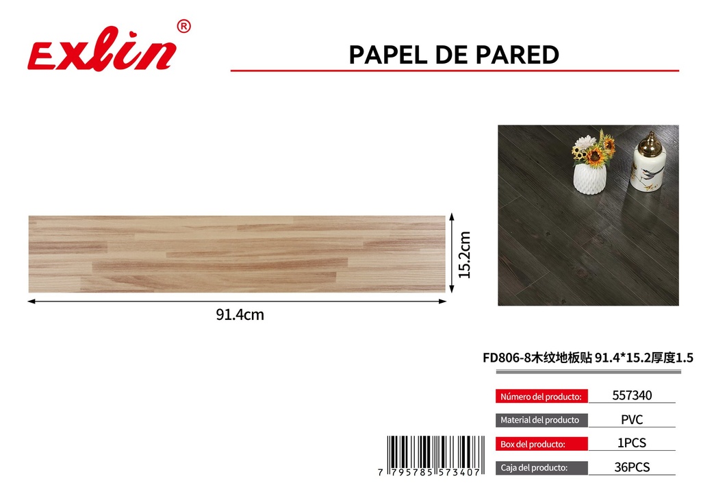[557340] Piso Vinílico Autoadhesivo Símil Madera