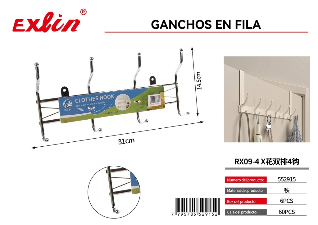 [552915] RX09-4 X Perchero para Puerta