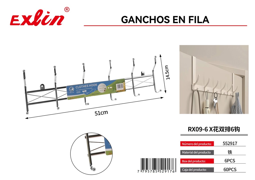 [552917] RX09-6 X Perchero para Puerta