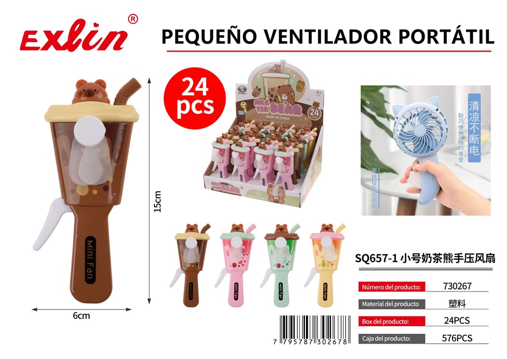 [730267] Ventilador Manual / Portátil Oso Té con Leche